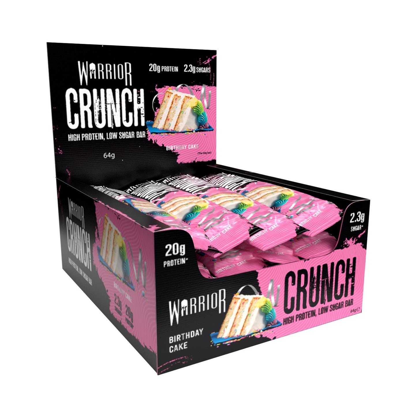 Warrior Crunch Protein Bars - Birthday Cake - 12 bars