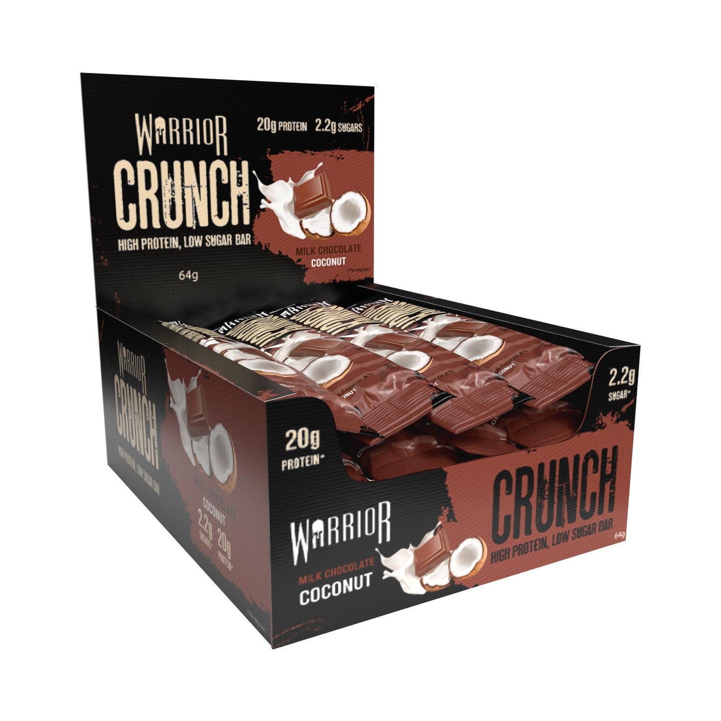 Warrior Crunch Protein Bars - Milk Chocolate Coconut - 12 bars