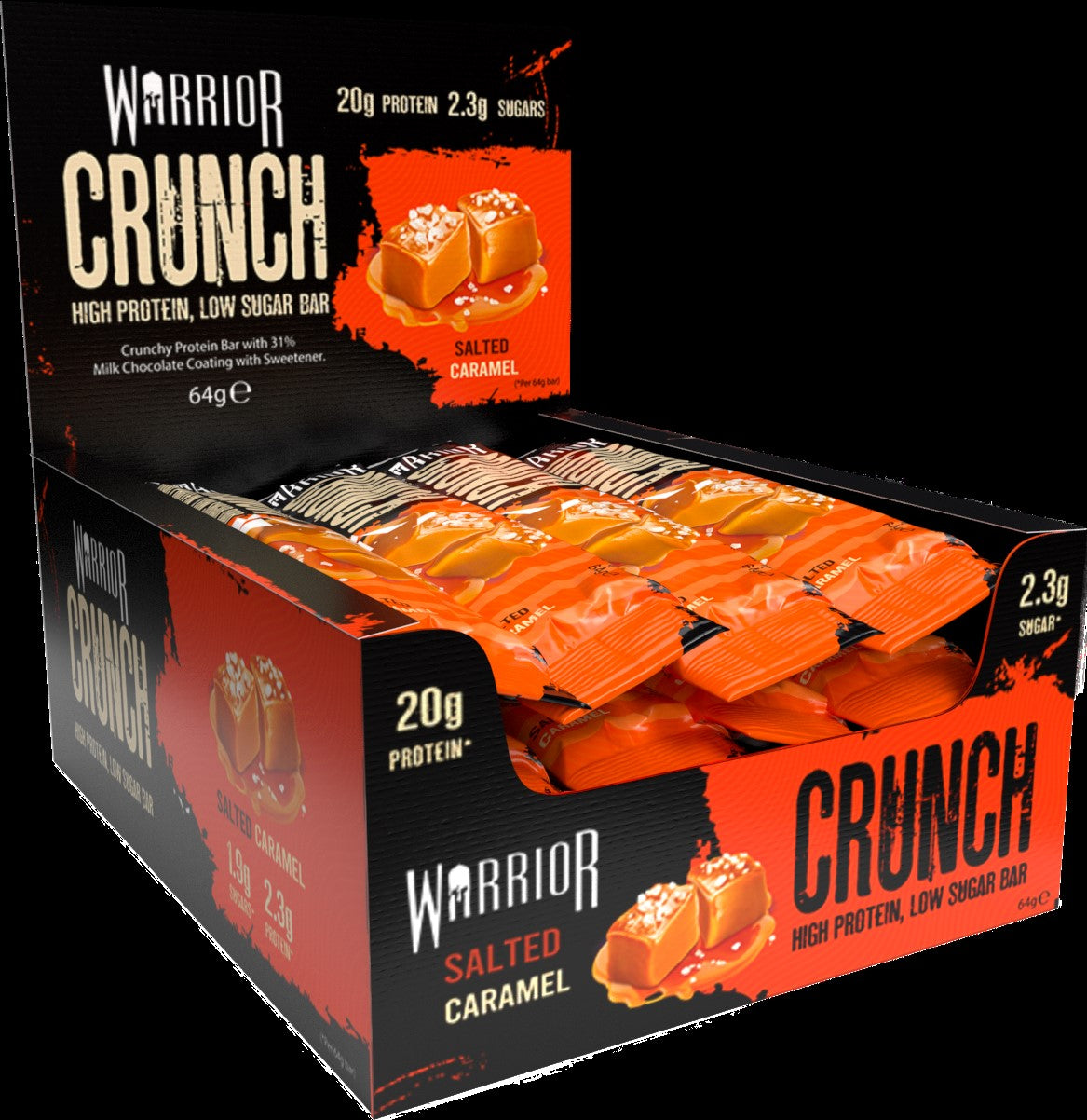 Warrior Crunch Protein Bars - Salted Caramel - 12 bars